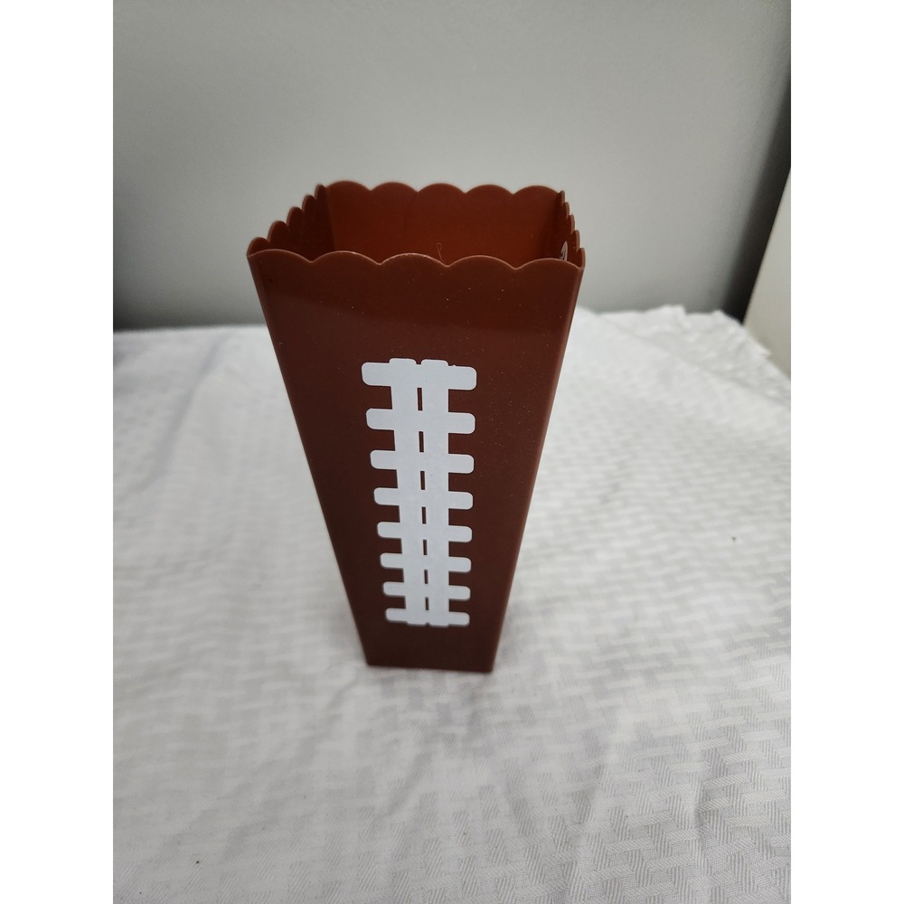 Football Popcorn Tub Brown Plastic Sports Theme‎ Snack Bucket Game Day Decor